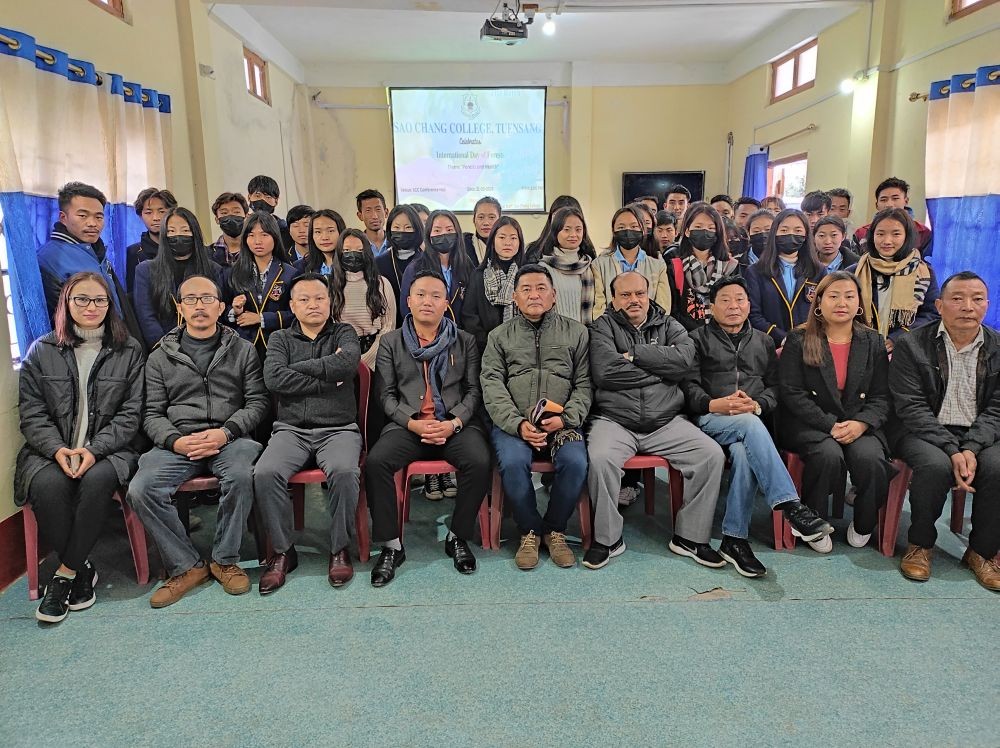 Students and faculty of Sao Chang College during the International Day of Forests programme on March 21. (Photo Courtesy: SSC, Media Cell) 